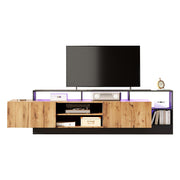Mobile TV moderno - Xylo - Legno/telaio nero LED per TV 70"
