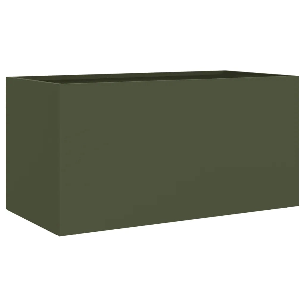 Fioriera | Cassetta per fiori | Vaso Verde Oliva 62x30x29 cm in Acciaio