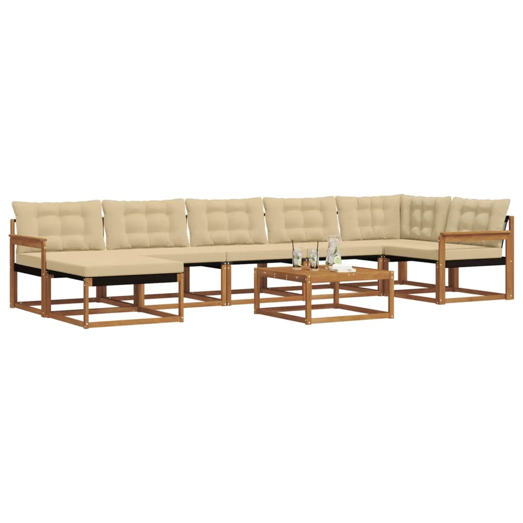 Set di divani da esterno con cuscino 22 pcs Naturale e Beige