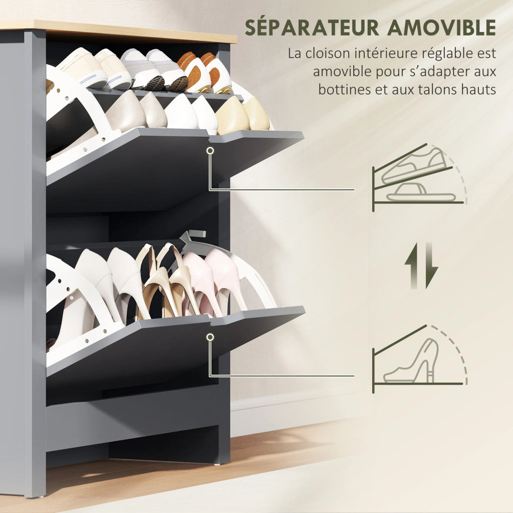 Armadio per scarpe 12 paia ¨C zephmum ¨C grigio scuro