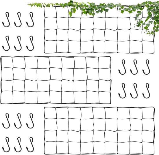 Telaio per piante rampicanti 60 cm x 120 cm - Supporto per piante rampicanti, rete elastica con 18 ganci