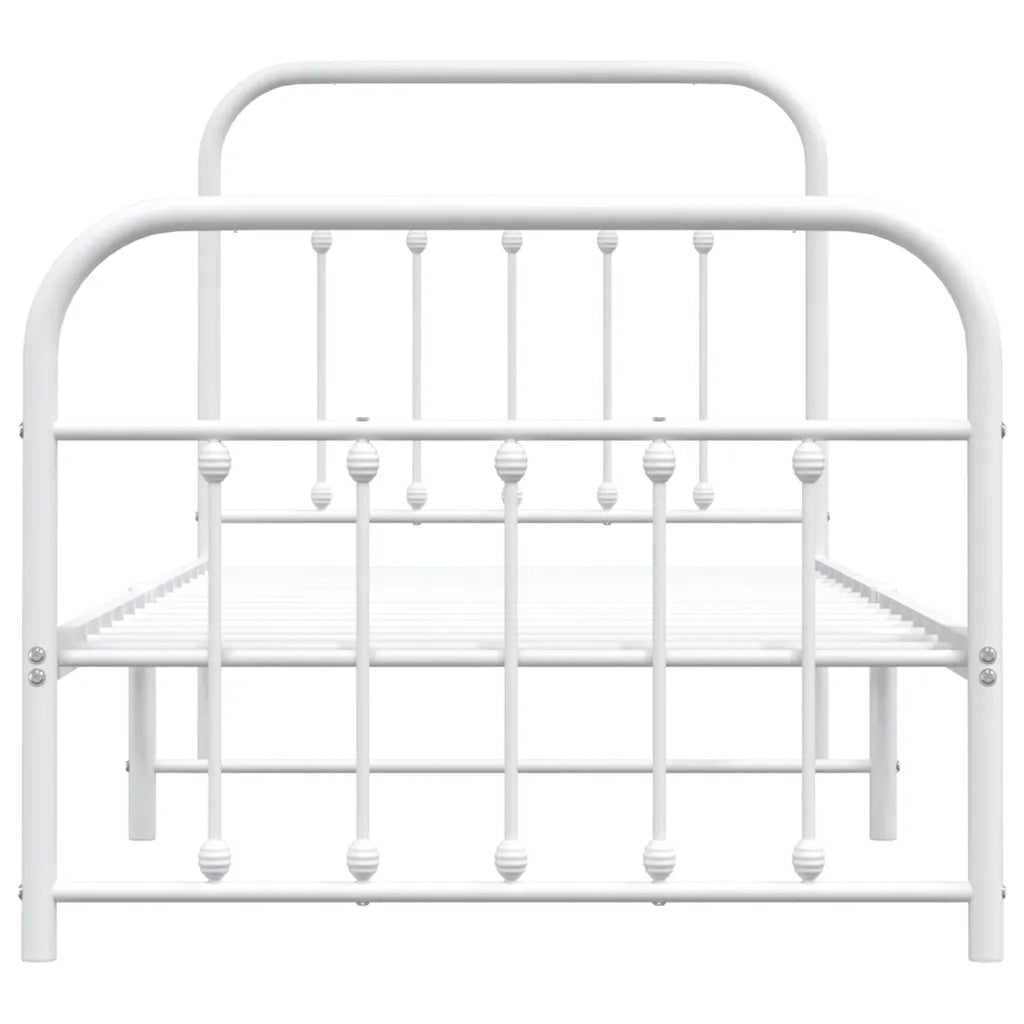 Giroletto con Testiera e Pediera-Struttura Letto Metallo Bianco 90x200 cm 388230
