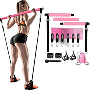 Kit di Barre Pilates da 180lb con Cinture di Resistenza - 6 x Cinture di Resistenza - 6 Livelli per Workout Corporeo Completo per Donne - Cintura di Resistenza Portatile - Yoga - Pilates - Casa e Palestra