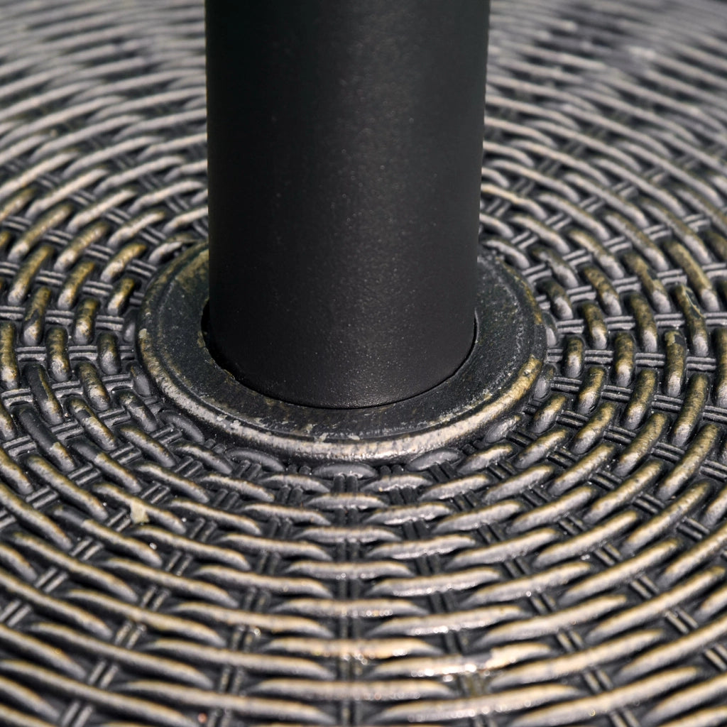 Base per Ombrellone  da 14kg con Effetto Rattan  Ø48x34 cm in Cemento e Plastica Bronzo