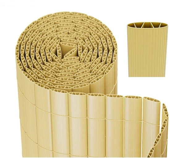 Pannelli di separazione per giardino in PVC - schermo per balcone e terrazza - colore bambù - 1,6x3m 2 pezzi
