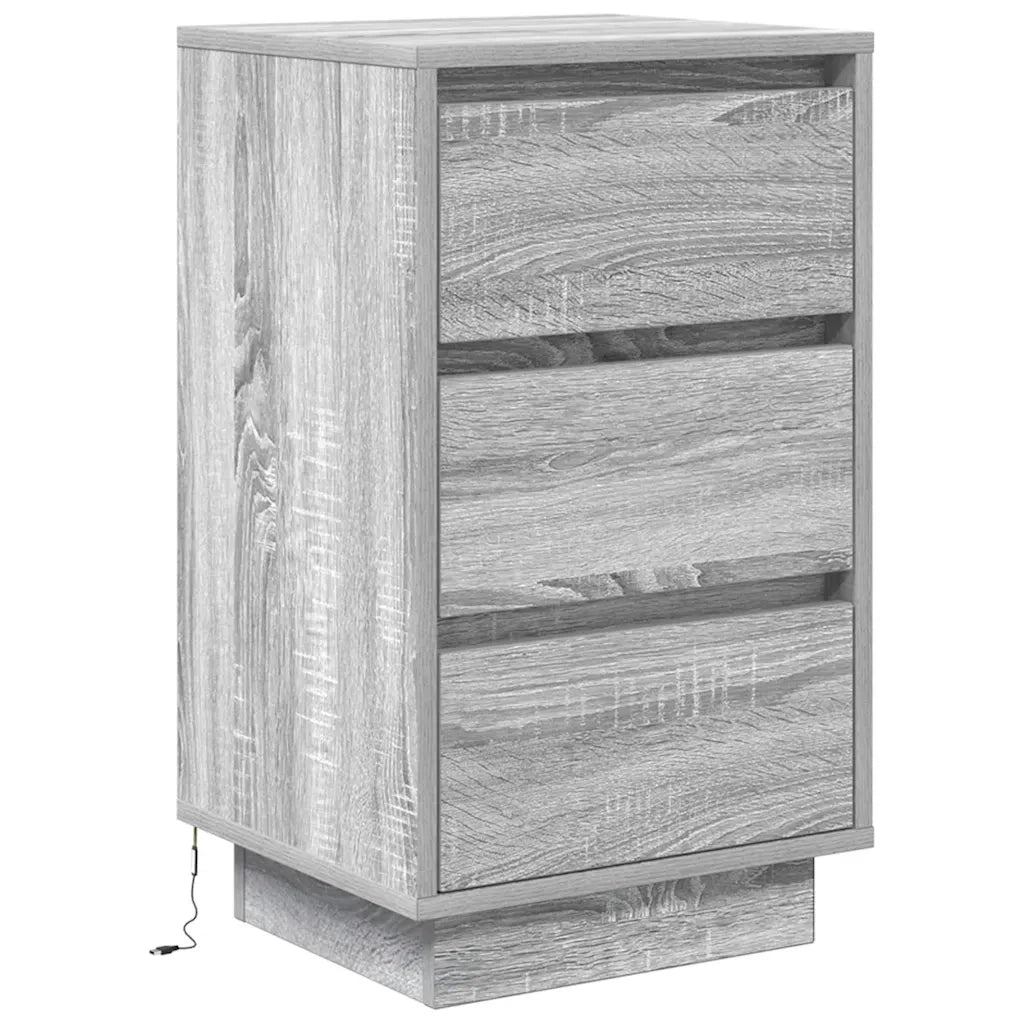 Comodino con Luci LED Grigio Sonoma 38x34x65 cm 861306