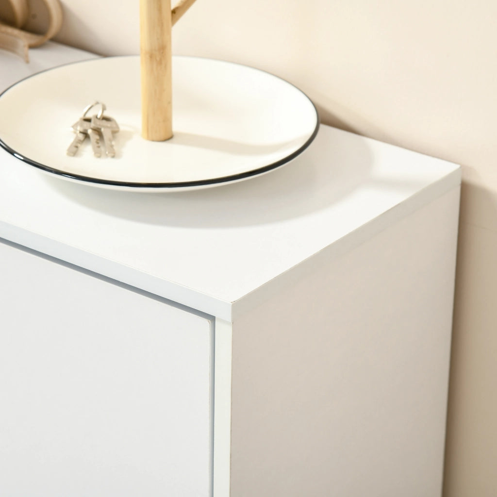 Scarpiera Moderna con 2 Cassetti e Ripiani Ajustabili per Ingresso Stretto ¨C Zephmum ¨C 60x24x80 cm Bianco