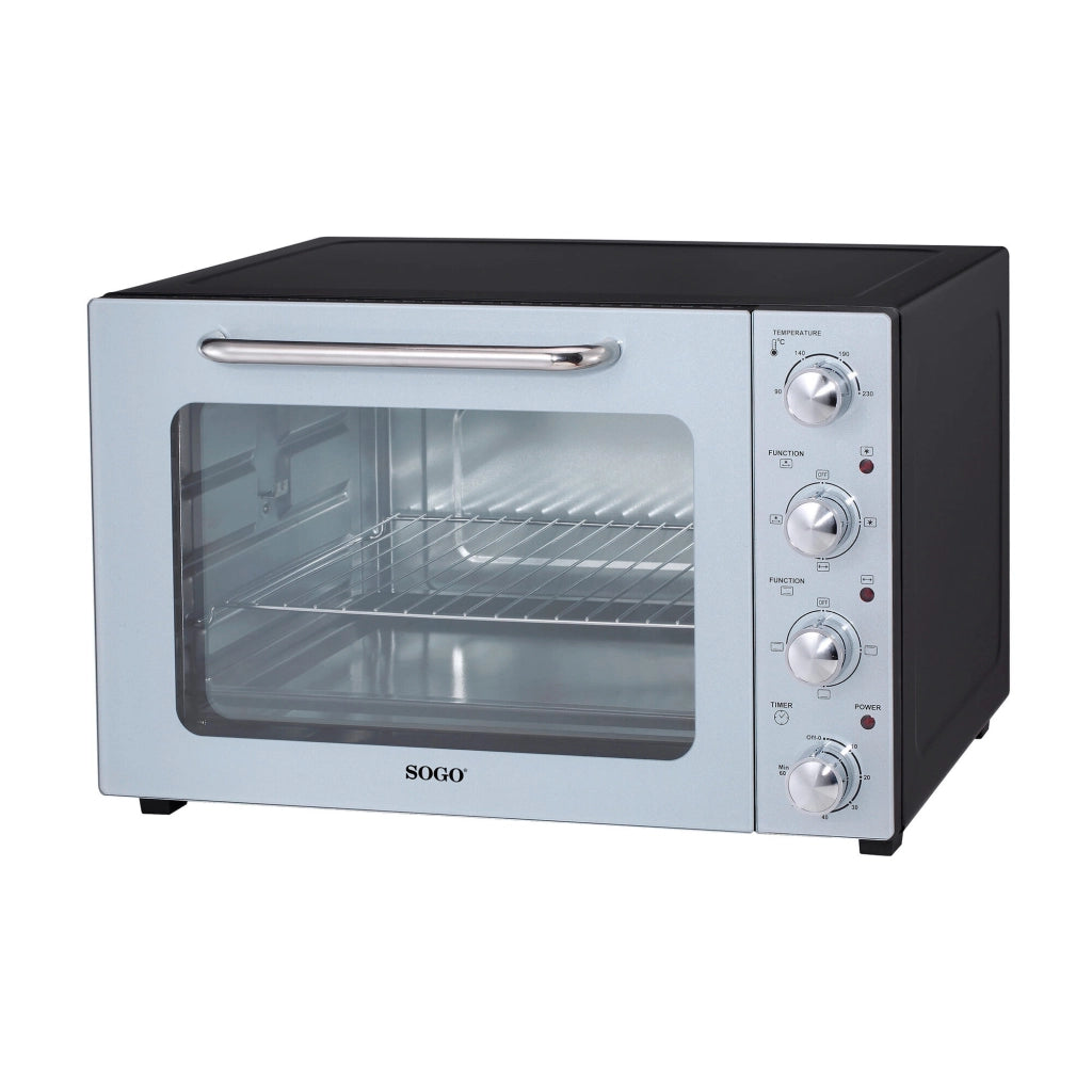 Forno elettrico convezione 48L con girarrosto e grill, 6 funzioni cottura, termostato 90-230°C, timer 60min 1800W - SOGO
