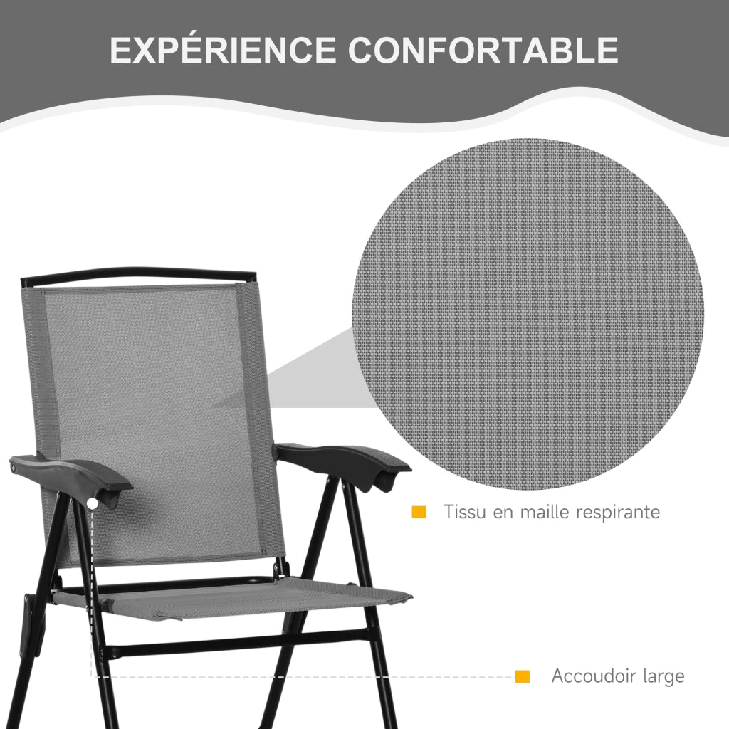 Set Giardino 3 Pezzi ¨C zephmum ¨C 2 Sedie Pieghevoli Grigie con Tavolo Rotondo Vetro