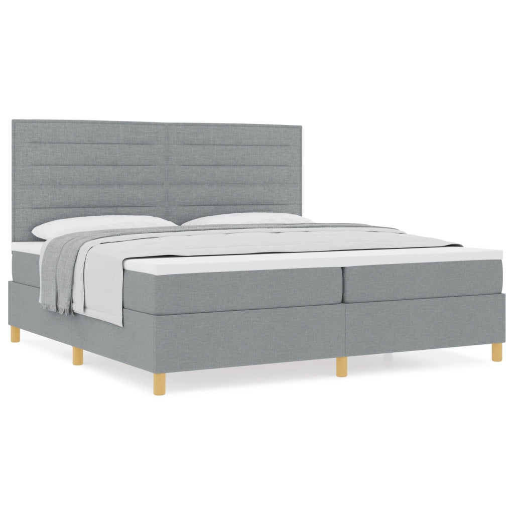 Letto con Box Spring e Materasso Grigio Chiaro 200x200 cm Tessuto