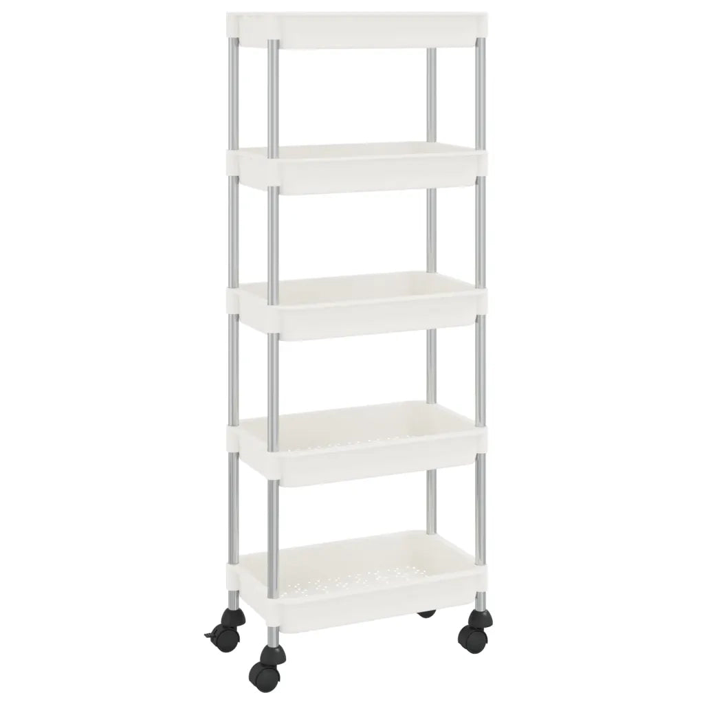 Carrello da Cucina 5 Ripiani Bianco 42x29x128 cm Ferro e ABS CFW7118053