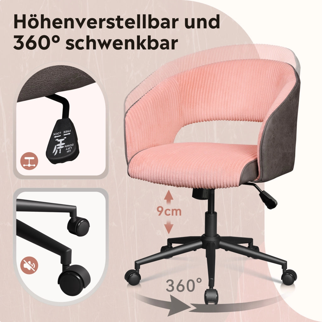 Sedia da ufficio imbottita regolabile in altezza ¨C zephmum ¨C Tessuto e similpelle bianco e grigio scuro