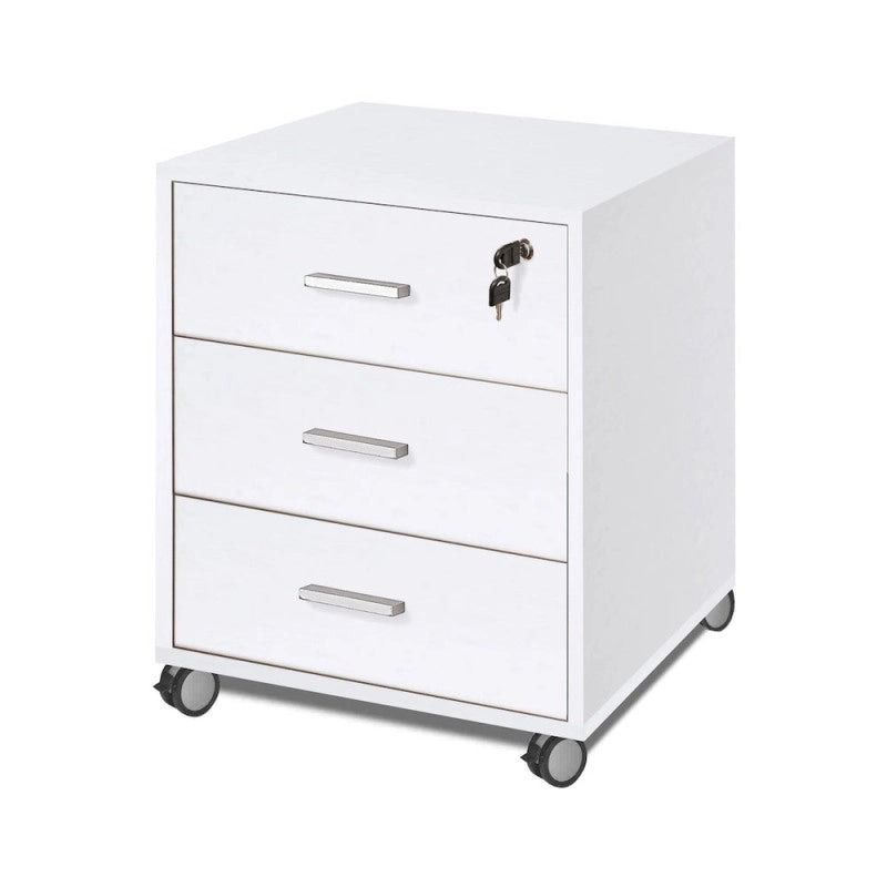 Cassettiera 3 Cassetti Bianco Fiammato cm 50x41x70h - Sarmog