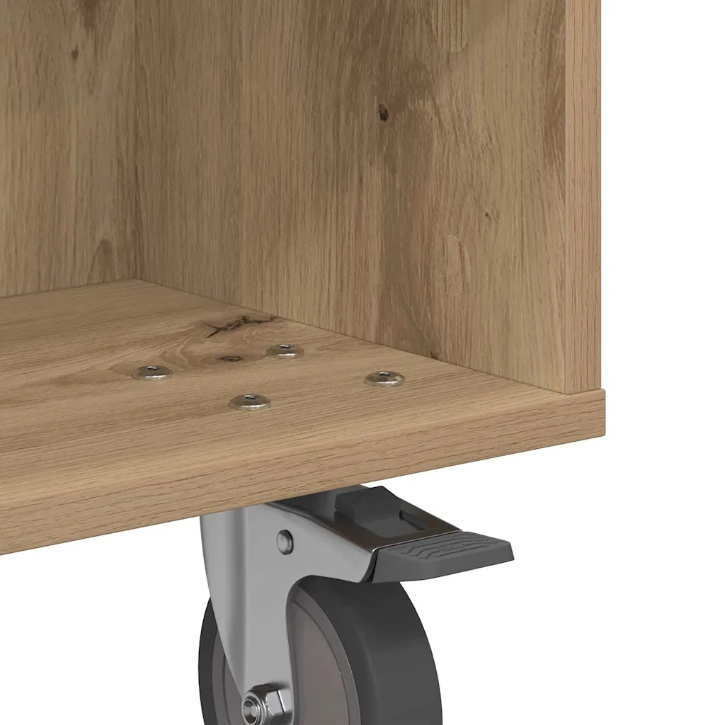 Tavolino con Ruote Rovere artigianale 50,5 x 50 x 30 cm