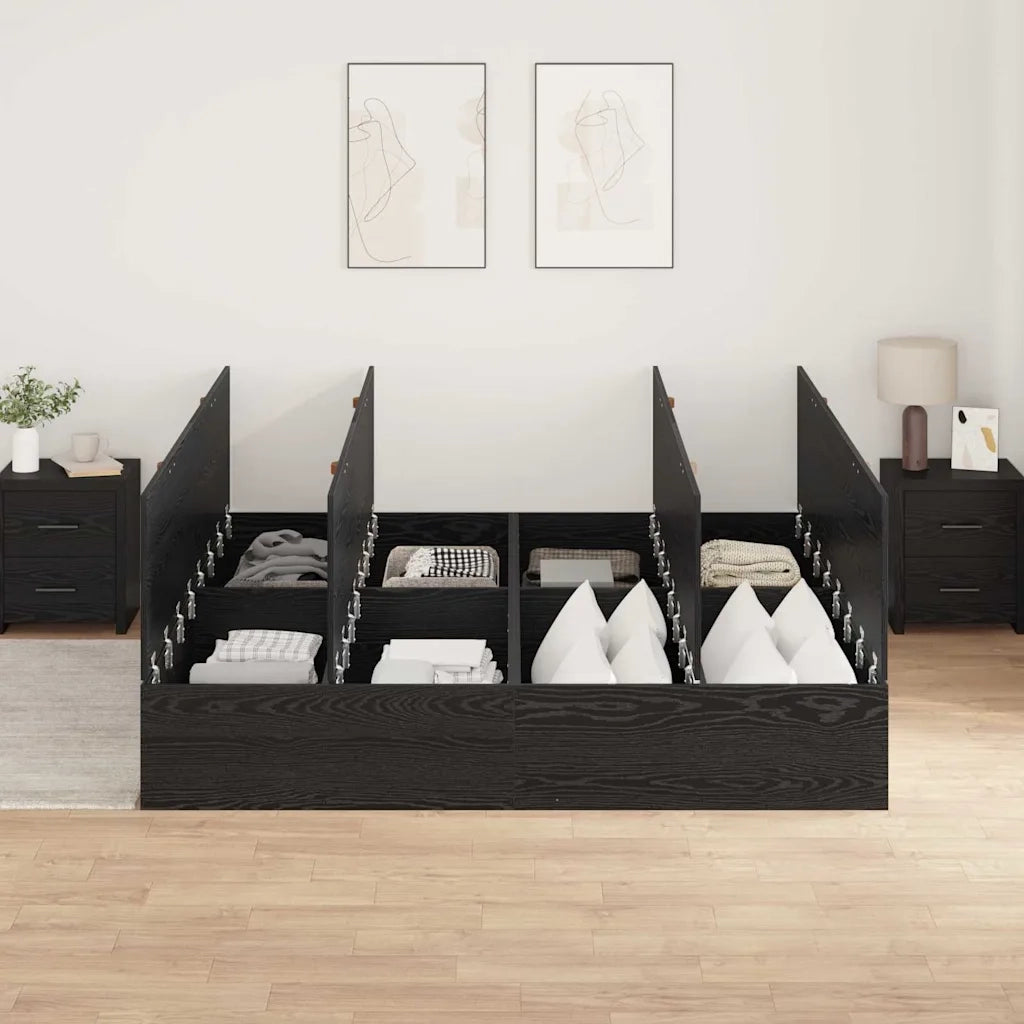 Struttura letto con contenitore Rovere Nero 200 x 200 cm 3335358