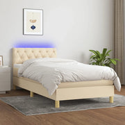 Letto a Molle con Materasso e LED-Struttura Letto con Materasso Crema 80x200 cm in Tessuto 443374