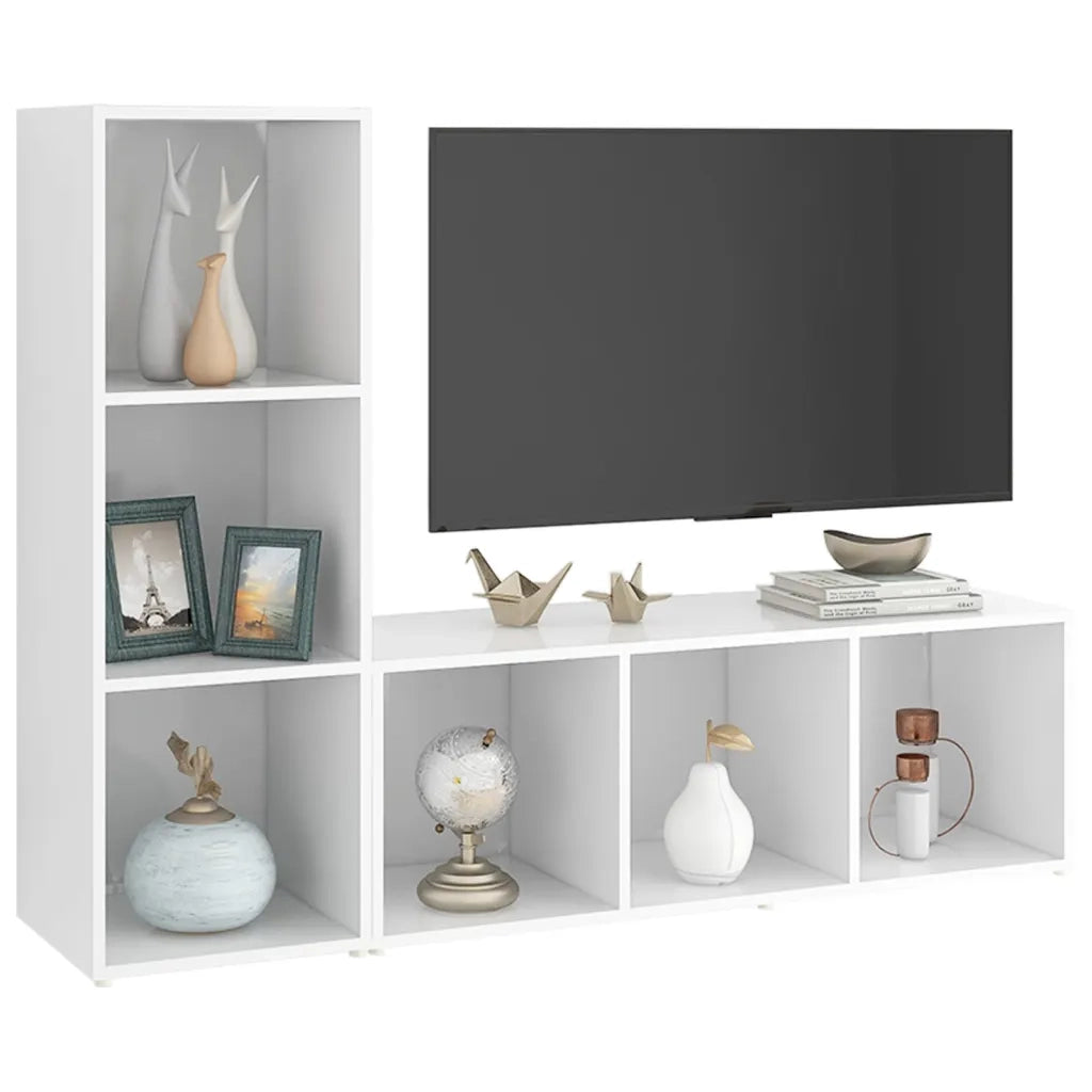 Mobili TV 2 pz Bianchi 107x35x37 cm in Truciolato cod mxl 17584