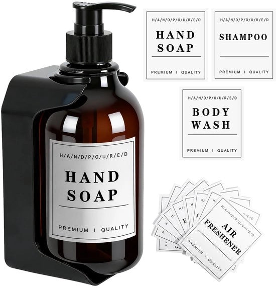 Dispensatore di sapone 500 ml - Dispensatore di sapone da parete - Dispensatore di sapone maneggevole - Dispensatore di gel per doccia - Dispensatore di schiuma di sapone - Etichette idrorepellenti
