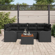 Set Divano da Giardino con archiviazione 7 pcs Nero polyrattan