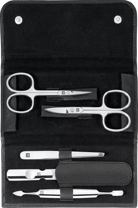 Set di manicure - CLASSIC INOX 97458-004-0 5-delig per pedicure e mani e piedi per uomo e donna con contenitore in legno nero