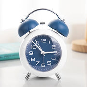 Lampada da notte, adatta per sonnambuli, orologio analogico in metallo, funziona con batterie, con illuminazione di sfondo, per il comodino o come decorazione da ufficio (blu).