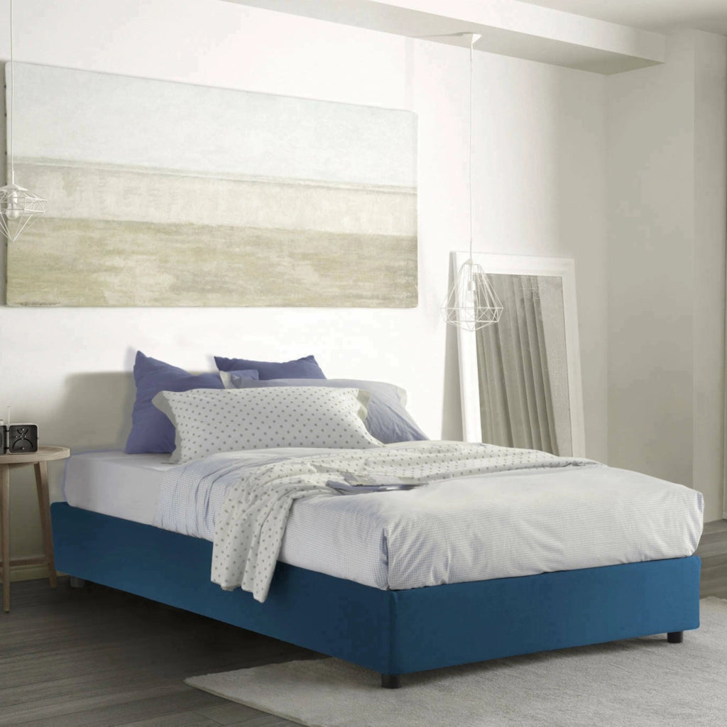 Letto Matrimoniale Alessander, Letto Matrimoniale Materasso Incluso Made in Italy, blu