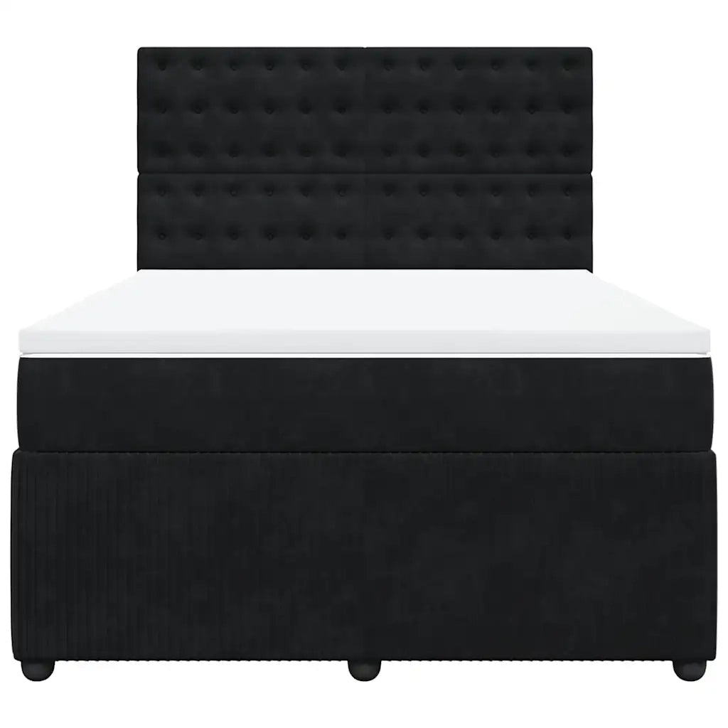 Giroletto a Molle con Materasso Nero 140x190 cm in Velluto 3292348