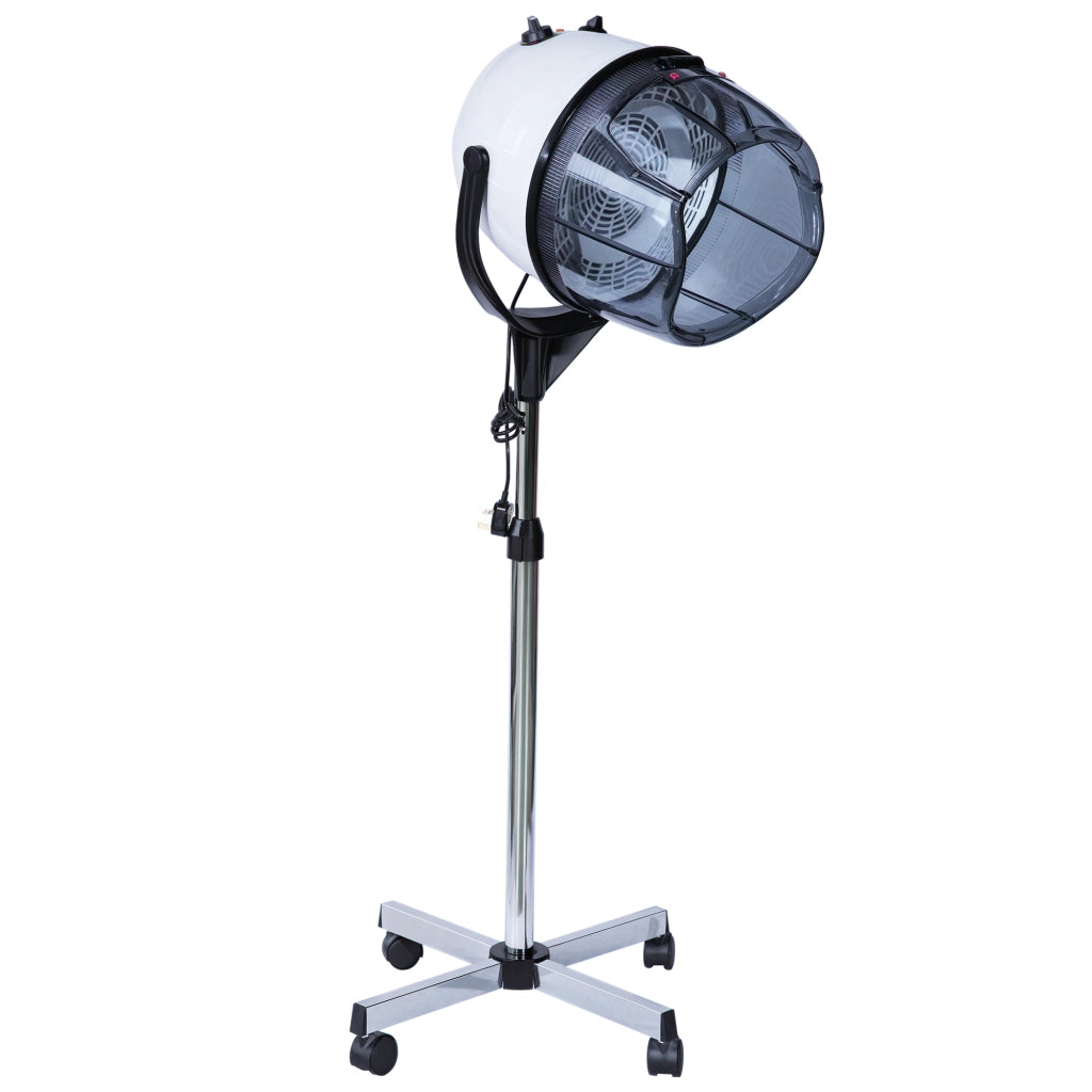 Casco Asciugacapelli con Timer e Ruote ¨C Zephmum ¨C Bianco 65x65x115-165 cm