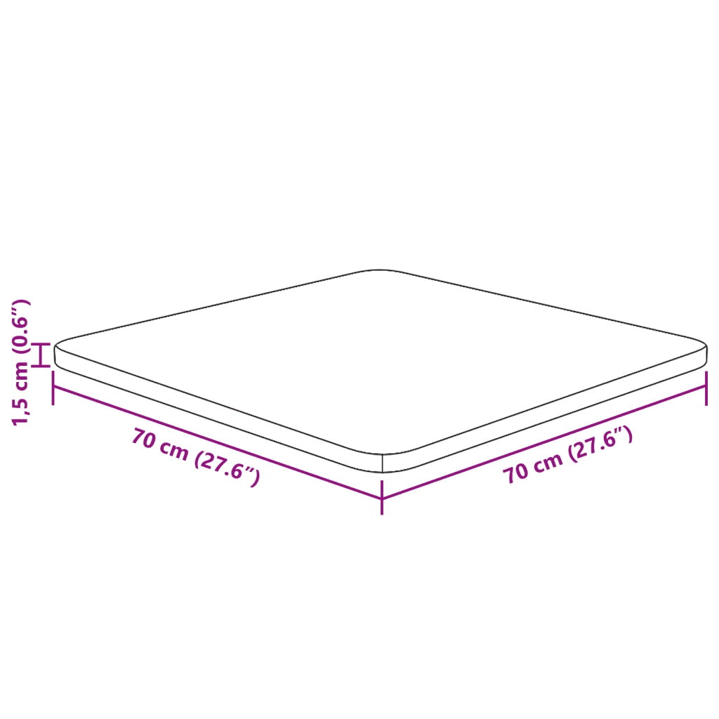 Piano Tavolo Quadrato Marrone Scuro 70x70x1,5cm Rovere Trattato 343017