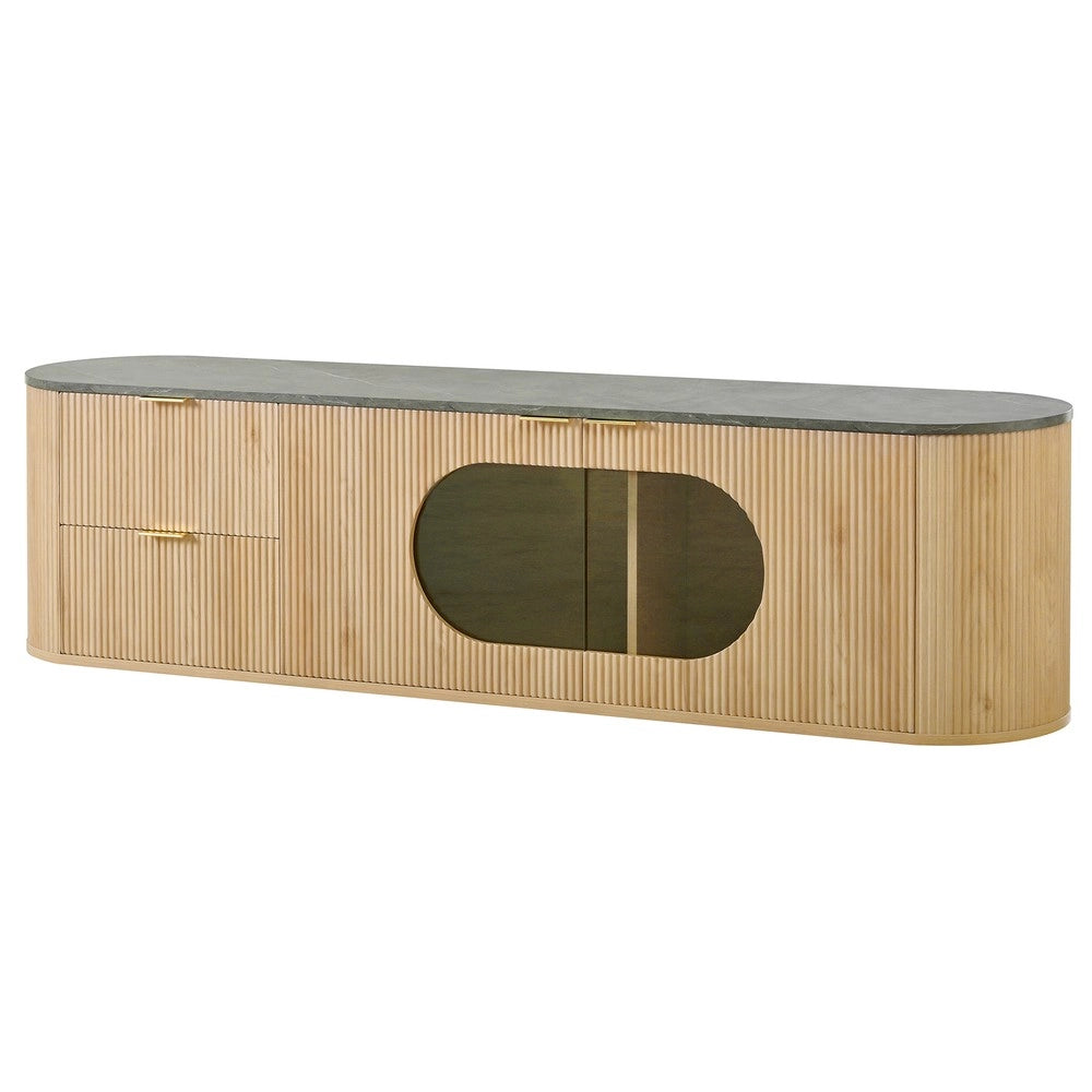 Mobile TV in Legno con Vetro e Ante ¨C Xylo ¨C Grigio, Design Moderno