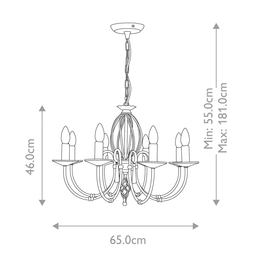Elstead Aegean - Lampadario a 8 luci con finitura in ottone invecchiato, E14