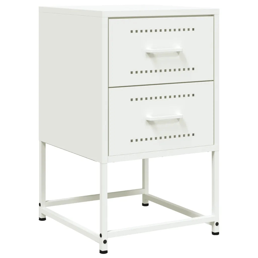 Comodini 2 pz-Set di 2 Tavolino da notte Bianchi 36x39x60,5 cm in Acciaio 245189