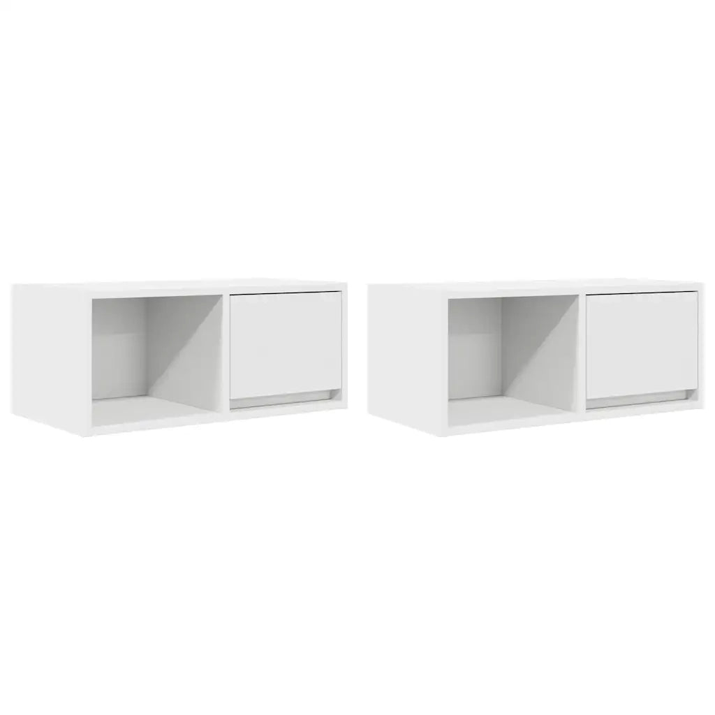 Mobili TV a Parete 2pz Bianchi 60x31x25,5 cm Legno Multistrato 861437