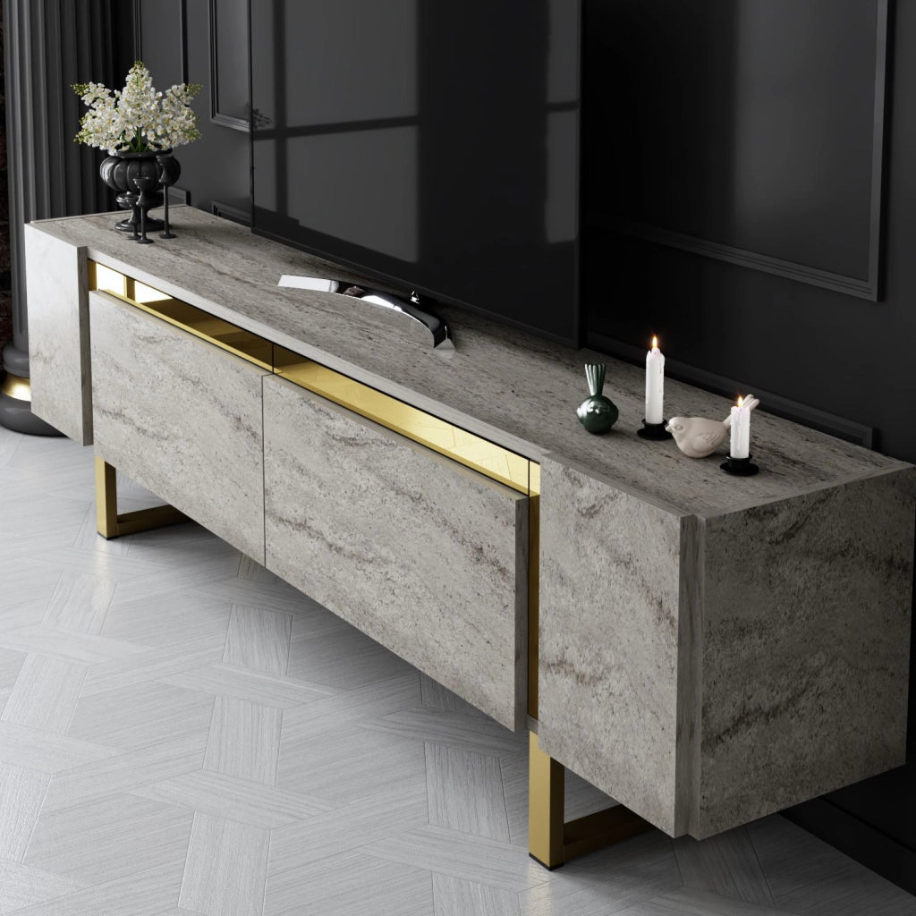 Porta TV in legno "Yildiz" - 180 x 30 x 50 cm - TravertinOr