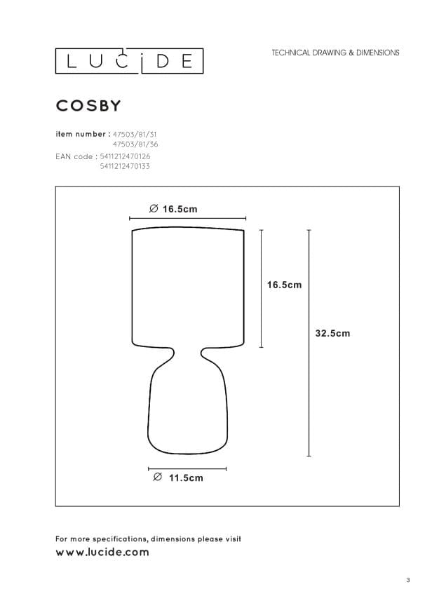 Lampada da tavolo Lucide Cosby grigia E14 40W H32,5cm