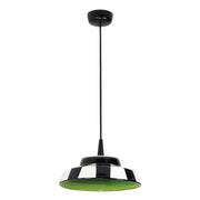 Circus Lampada a Sospensione Verde in Ceramica Artigianale Made in Italy LED 8W 2700K Diametro 24 cm Altezza 300 cm Design Rigato Bicolore