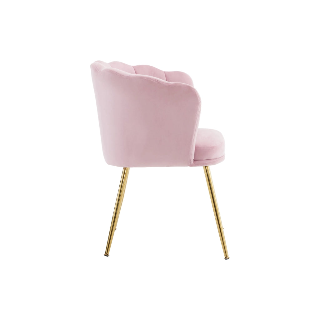 SEDIA Imbottita in velluto rosa con schienale a petalo Set da 2 pezzi