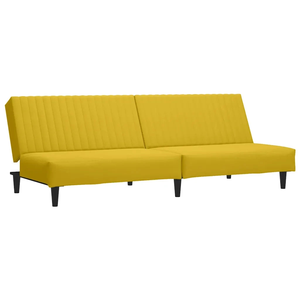 Divano Letto a 2 Posti Giallo in Velluto 375933