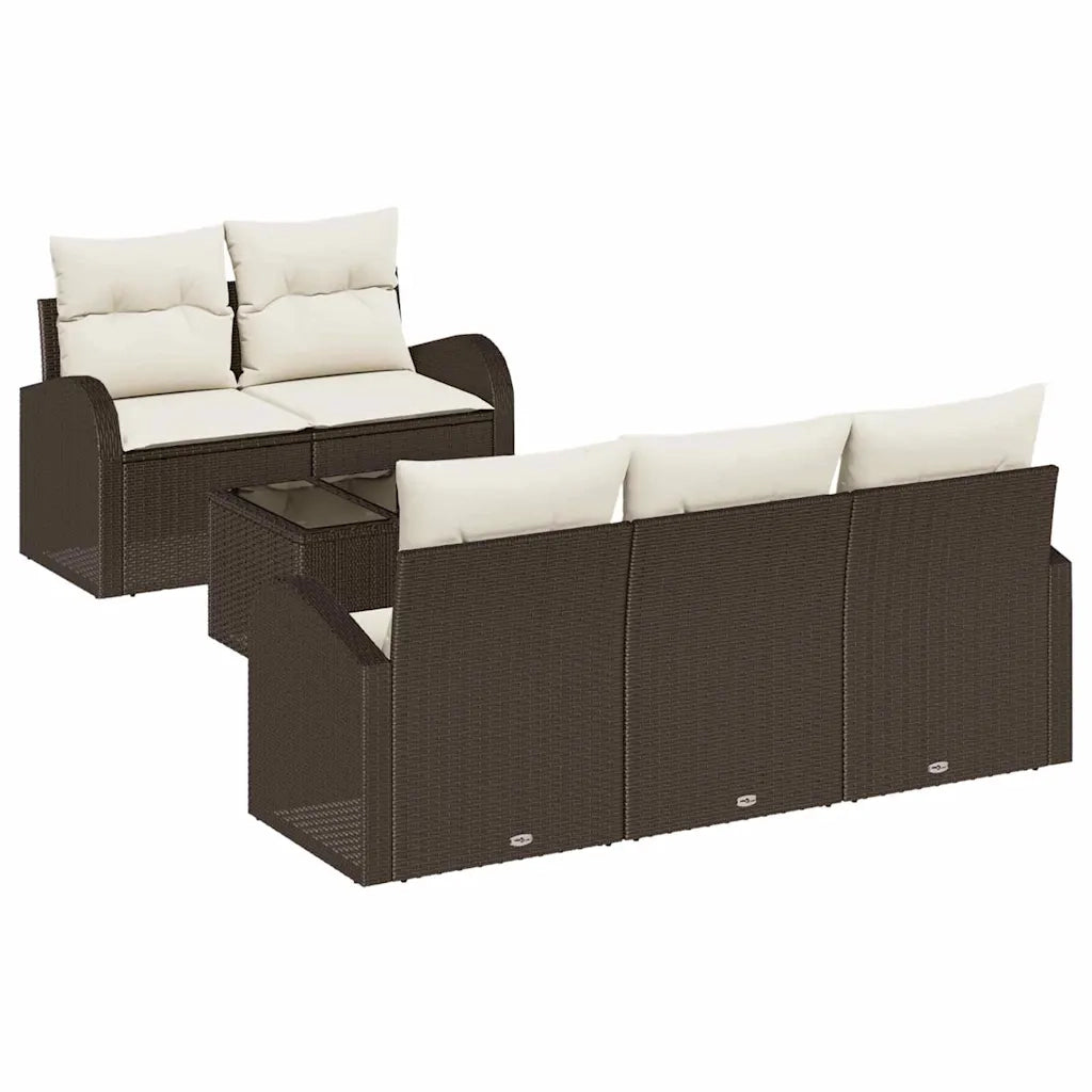 Set Divano da Giardino 6 pcs Marrone e Crema polyrattan 3354587