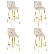 Sgabello da bar Valora KODA STOOL in velluto beige con gambe dorate per cucina x4