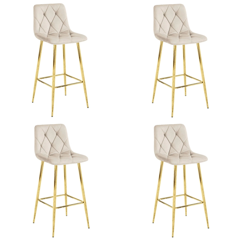 Sgabello da bar Valora KODA STOOL in velluto beige con gambe dorate per cucina x4