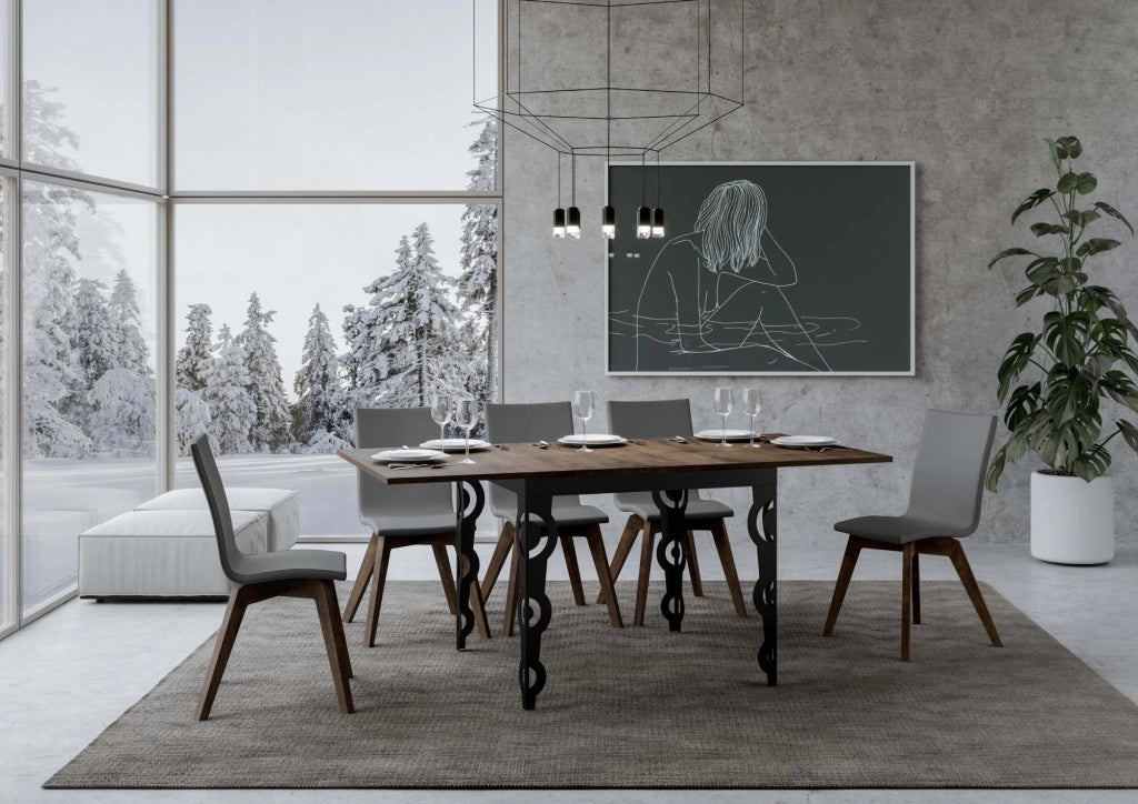 Tavolo Allungabile 90-180x90x80/78 cm Karamay Libra Noce
