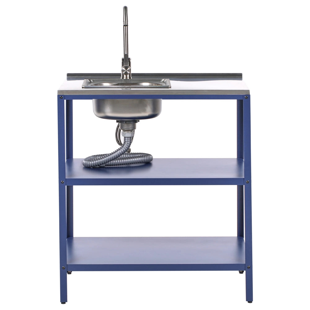 Set di cucina da esterno 2 elementi in acciaio inox blu 2 isole da cucina lavello a leva cucina da esterno
