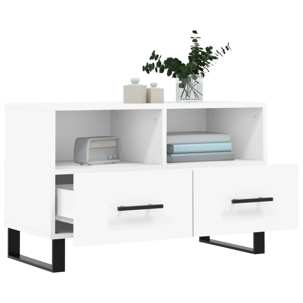 Mobile Porta TV Bianco 80x36x50 cm in Legno Multistrato 828996