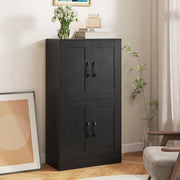 Armadio da cucina alto 110 cm, multiuso, da cucina, a buffet con ripiani e ante regolabili, in legno, colore: nero