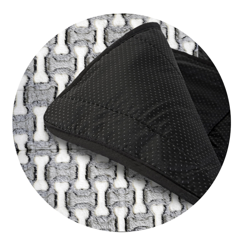AIO FACTORY 100x70 cm Tappetino per cuccia per cani personalizzabile grigio impermeabile ossa