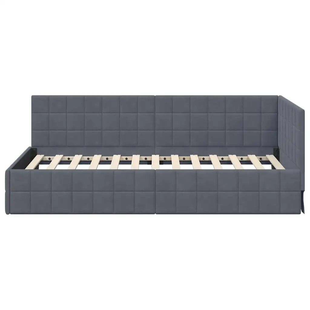 vidaXL Cornice del letto ad angolo Grigio scuro 90 x 200 cm Velluto