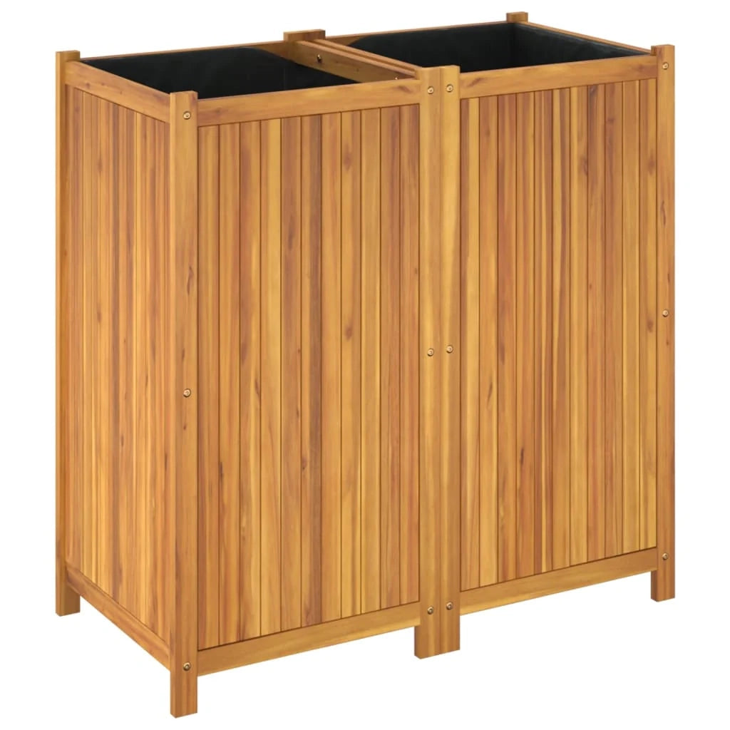 Aiuola rialzata/fioriera con rivestimento 100 x 50 x 100 cm legno massello di acacia marrone 02_0038118