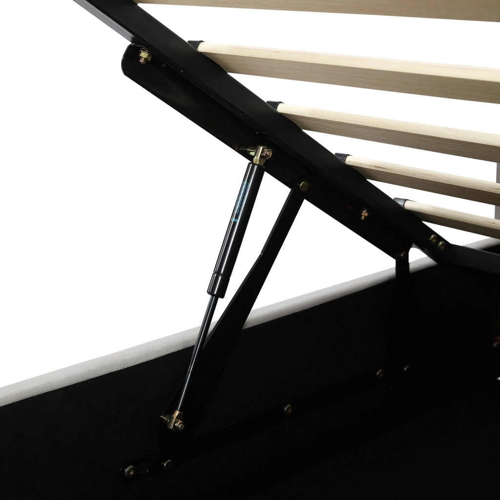 Letto imbottito 90x200 cm con contenitore idraulico in velluto e compensato
