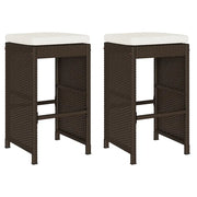 Sgabelli da Bar con Cuscini 2 pz Marroni in Polyrattan CFW3701416